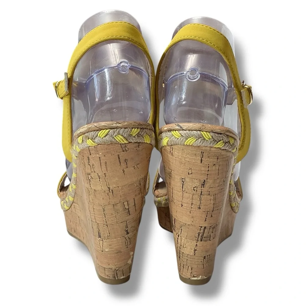 Me Too Yellow Montana Cork Wedge Sandals